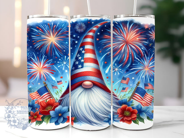 Patriotic Gnome 20oz Skinny Tumbler, Gnome America 4th Of July Tumbler Png, Straight & Tapered Tumbler Wrap, Instant Digital Download Sublimation ToriDesigns 