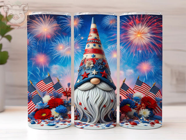Patriotic Gnome 20oz Tumbler Png, Straight & Tapered Tumbler Png, Gnome America 4th Of July Tumbler Png, Digital Download PNG Sublimation Lara' s Designs 