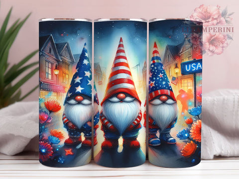 Patriotic Gnome 20oz Tumbler Wrap PNG, 4th of July Tumbler Png, Straight & Tapered Tumbler Wrap, Instant Digital Download Sublimation Li Zamperini 