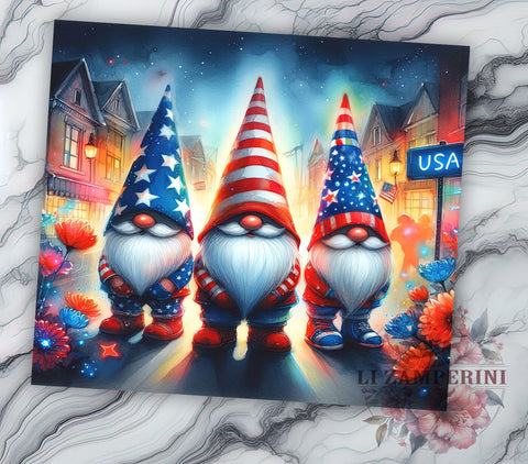 Patriotic Gnome 20oz Tumbler Wrap PNG, 4th of July Tumbler Png, Straight & Tapered Tumbler Wrap, Instant Digital Download Sublimation Li Zamperini 