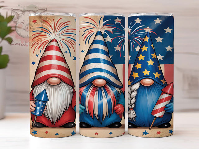 Patriotic Gnome 4th of July 20oz Tumbler, 4th of July Tumbler, America Tumbler Wrap, Gnome Sublimation Design, USA Flag Tumbler, 20oz Tumbler Wrap, Independence Day Tumbler Sublimation Lara' s Designs 