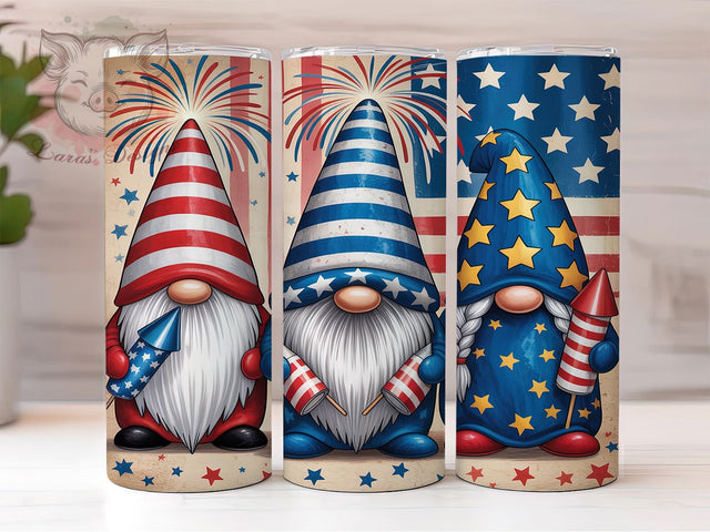 Patriotic Gnome 4th of July 20oz Tumbler, 4th of July Tumbler, America Tumbler Wrap, Gnome Sublimation Design, USA Flag Tumbler, 20oz Tumbler Wrap, Independence Day Tumbler Sublimation Lara' s Designs 
