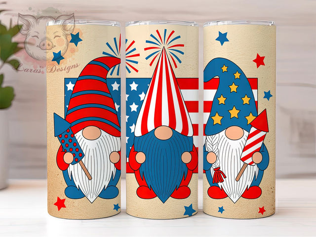 Patriotic Gnome 4th of July 20oz Tumbler, 4th of July Tumbler, America Tumbler Wrap, Gnome Sublimation Design, USA Flag Tumbler, 20oz Tumbler Wrap, Independence Day Tumbler Sublimation Lara' s Designs 