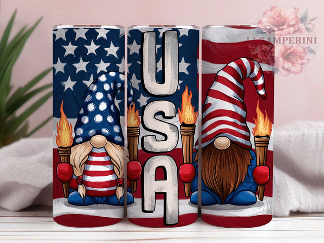 Patriotic Gnome 4th of July Tumbler, Patriotic Gnome Wrap, USA Gnome Tumbler, Independence Day Tumbler, Red White Blue Gnome, 20oz July Fourth Wrap, American Flag Gnome Sublimation Li Zamperini 