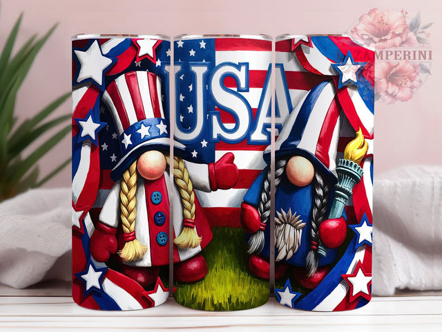 Patriotic Gnome 4th of July Tumbler, Patriotic Gnome Wrap, USA Gnome Tumbler, Independence Day Tumbler, Red White Blue Gnome, 20oz July Fourth Wrap, American Flag Gnome Sublimation Li Zamperini 
