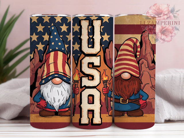 Patriotic Gnome 4th of July Tumbler, Patriotic Gnome Wrap, USA Gnome Tumbler, Independence Day Tumbler, Red White Blue Gnome, 20oz July Fourth Wrap, American Flag Gnome Sublimation Li Zamperini 