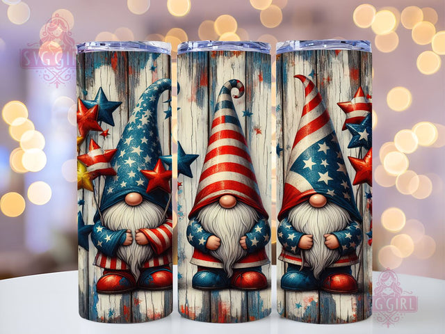 Patriotic Gnome American Flag 20oz Tumbler Wrap Sublimation Design, Straight Tapered Tumbler Wrap, 4th of July Tumbler Png, Instant Digital Download Sublimation SvggirlplusArt 