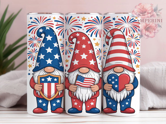 Patriotic Gnome Art 20oz Tumbler, 4th of July, Festive Scene, Celebratory Design, American Holiday, Skinny Tumbler, Sublimation PNG Sublimation Li Zamperini 
