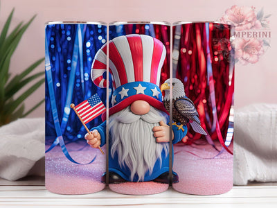 Patriotic Gnome Cartoon 20oz Tumbler, USA Flag Wrap, Sublimation Gift, Patriotic Mug, 20oz Tumbler Design, Gnome Cartoon Graphic, American Pride Theme Sublimation Li Zamperini 