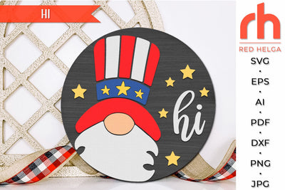 Patriotic Gnome SVG, Independence Day Door Sign Cut File SVG RedHelgaArt 