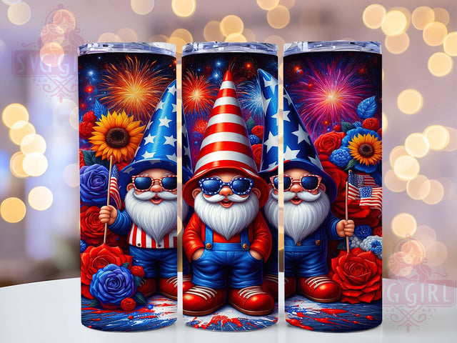 Patriotic Gnome USA 20oz Tumbler, 4th Of July Tumbler, Gnome Tumbler, USA Tumbler, American Flag Tumbler, 20oz Sublimation Wrap, Red White Blue Tumbler Sublimation SvggirlplusArt 