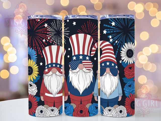 Patriotic Gnome USA 20oz Tumbler, 4th Of July Tumbler, Gnome Tumbler, USA Tumbler, American Flag Tumbler, 20oz Sublimation Wrap, Red White Blue Tumbler Sublimation SvggirlplusArt 