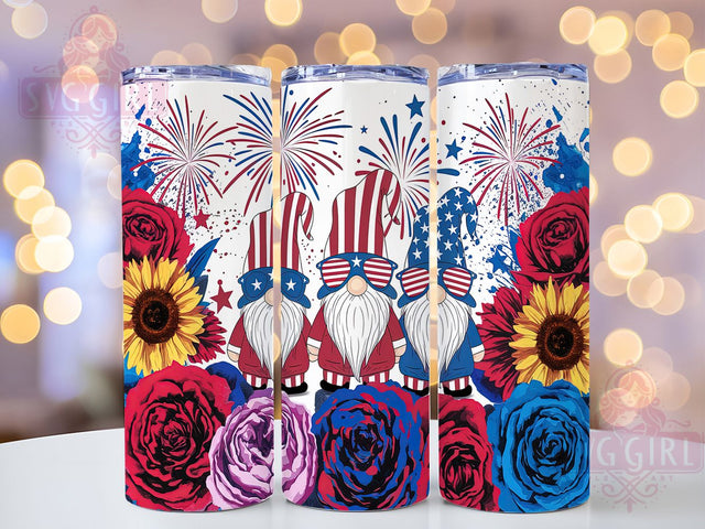 Patriotic Gnome USA 20oz Tumbler, 4th Of July Tumbler, Gnome Tumbler, USA Tumbler, American Flag Tumbler, 20oz Sublimation Wrap, Red White Blue Tumbler Sublimation SvggirlplusArt 