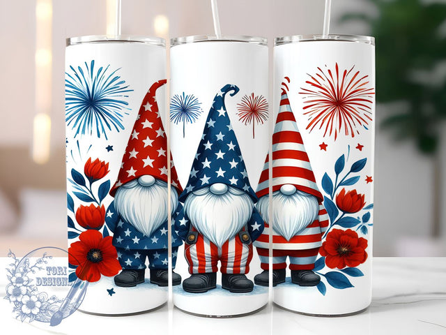 Patriotic Gnomes 20oz Skinny Tumbler, Gnome USA Tumbler Png, Straight & Tapered Tumbler Wrap, Instant Digital Download Sublimation ToriDesigns 