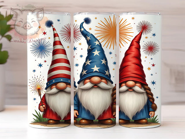 Patriotic Gnomes 20oz Tumbler, American Flag Design, 20oz Tumbler Wrap, Gnome Decor, 4th of July Gift, Independence Day Tumbler, Custom Drinkware Sublimation Lara' s Designs 