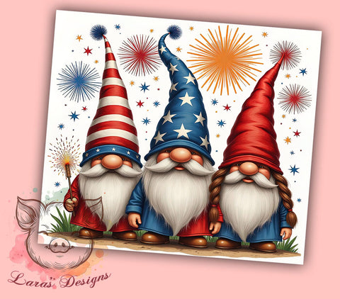 Patriotic Gnomes 20oz Tumbler, American Flag Design, 20oz Tumbler Wrap, Gnome Decor, 4th of July Gift, Independence Day Tumbler, Custom Drinkware Sublimation Lara' s Designs 