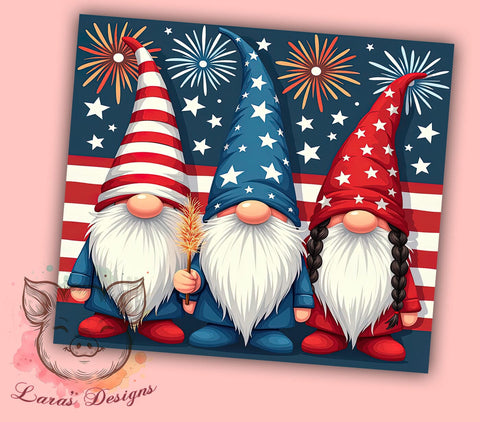 Patriotic Gnomes 20oz Tumbler, American Flag Design, 20oz Tumbler Wrap, Gnome Decor, 4th of July Gift, Independence Day Tumbler, Custom Drinkware Sublimation Lara' s Designs 