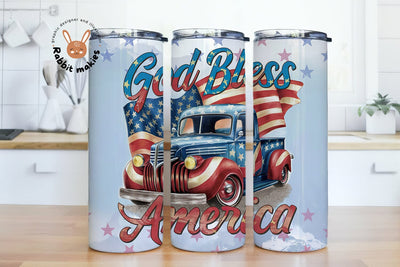 Patriotic God Bless America Design, USA 20 oz Skinny Tumbler Sublimation Design Sublimation Rabbitmakies 