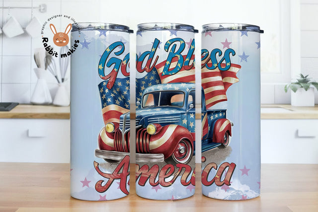Patriotic God Bless America Design, USA 20 oz Skinny Tumbler Sublimation Design Sublimation Rabbitmakies 