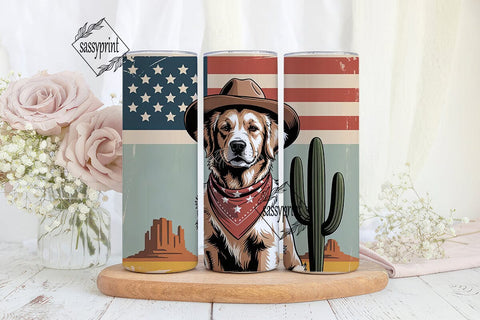 Patriotic Golden Retriever 20oz Tumbler Sublimation sassyprint 