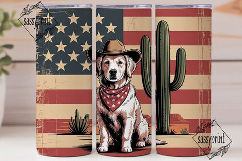 Patriotic Golden Retriever 20oz Tumbler Sublimation sassyprint 