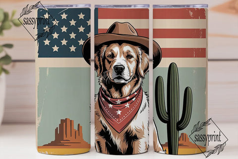 Patriotic Golden Retriever 20oz Tumbler Sublimation sassyprint 