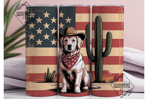 Patriotic Golden Retriever 20oz Tumbler Sublimation sassyprint 