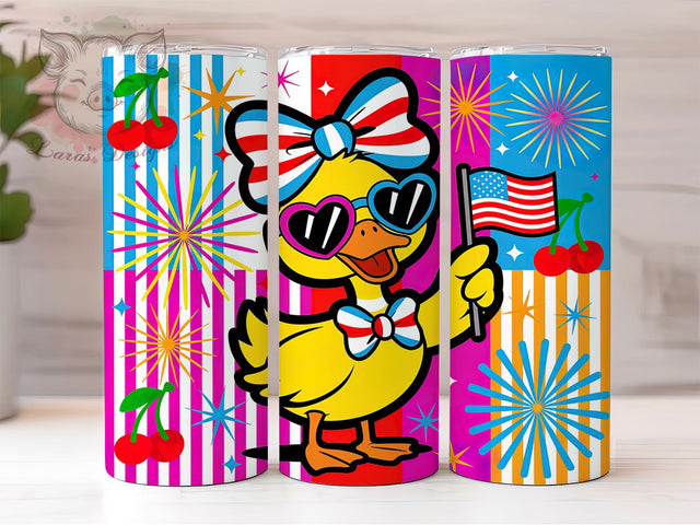 Patriotic Goose 20oz Tumbler, Cartoon Duck Design, Cheerful Goose Wrap, Red White Blue Sublimation, Vintage Patriotic Vibes, Americana Theme Wrap, 20oz Tumbler Wrap, Sublimation Design PNG, Summer Gift Sublimation Lara' s Designs 