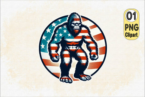 Patriotic Gorilla with American Flag Sublimation Clipart Sublimation SVGArt 
