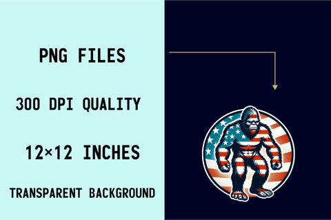 Patriotic Gorilla with American Flag Sublimation Clipart Sublimation SVGArt 