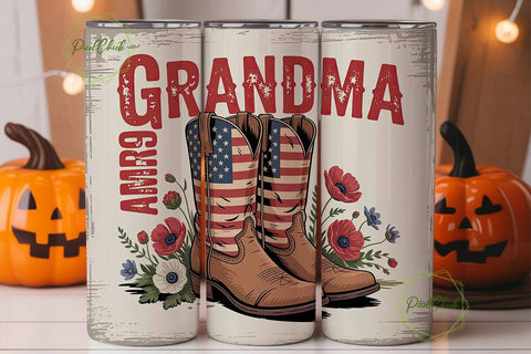 Patriotic Grandma 20oz Tumbler Wrap Sublimation PixelChick 
