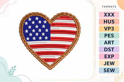 Patriotic Heart Cookie Embroidery Design - American Flag Cookie Embroidery/Applique DESIGNS sg embroidery 