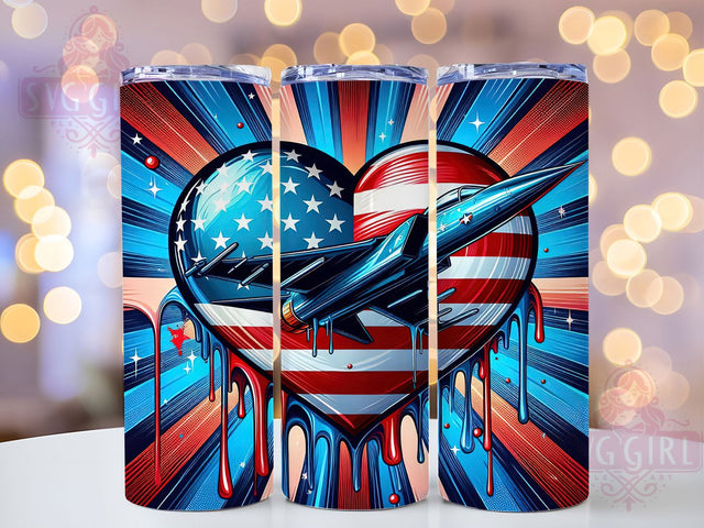 Patriotic Heart Graphic 20oz Tumbler, USA Flag Wrap, Sublimation Gift, Patriotic Mug, 20oz Tumbler Design, Heart Graphic, American Pride Theme Sublimation SvggirlplusArt 