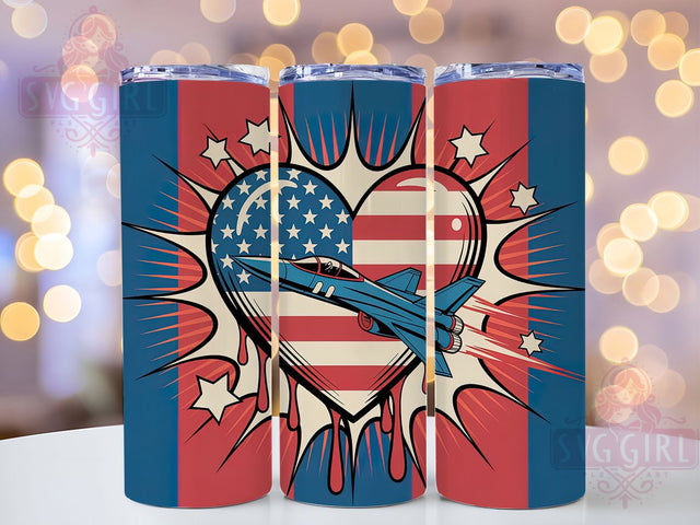 Patriotic Heart Graphic 20oz Tumbler, USA Flag Wrap, Sublimation Gift, Patriotic Mug, 20oz Tumbler Design, Heart Graphic, American Pride Theme Sublimation SvggirlplusArt 
