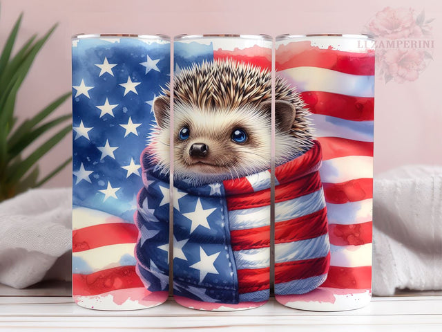 Patriotic Hedgehog 20oz Tumbler Wrap PNG, Hedgehog 4th of July Tumbler Png, Straight & Tapered Tumbler Wrap, Instant Digital Download Sublimation Li Zamperini 