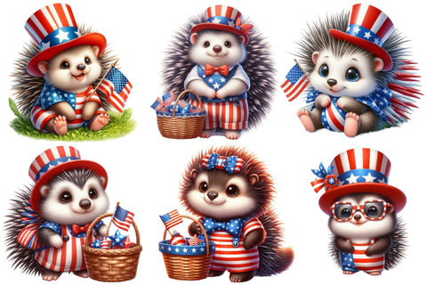 Patriotic Hedgehog Clipart Bundle Sublimation designartist 