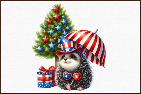 Patriotic Hedgehog Clipart Bundle Sublimation designartist 