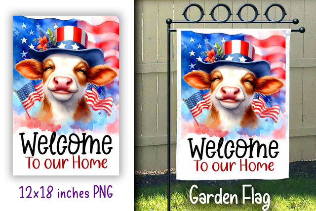 Patriotic Hefier Garden Flag 12x18 inches PNG Sublimation Dina.store4art 