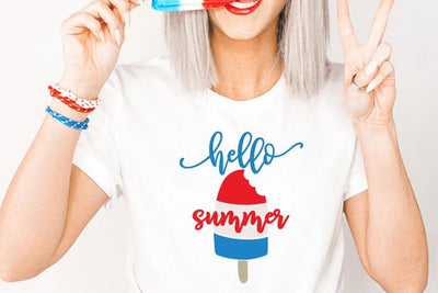 Patriotic Hello Summer SVG 4th of July Ice Pop Cut File SVG Silhouette School Blog Design Shop 