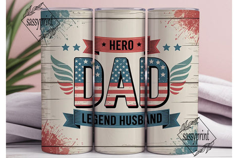Patriotic Hero Dad 20oz Tumbler Wrap Sublimation sassyprint 