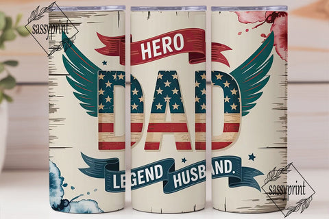 Patriotic Hero Dad 20oz Tumbler Wrap Sublimation sassyprint 