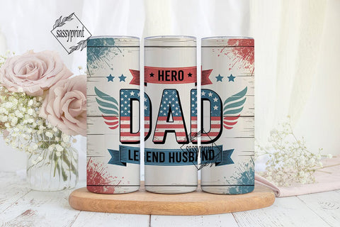 Patriotic Hero Dad 20oz Tumbler Wrap Sublimation sassyprint 