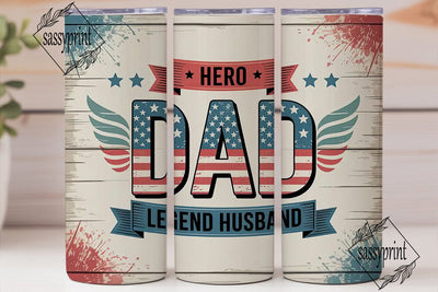 Patriotic Hero Dad 20oz Tumbler Wrap Sublimation sassyprint 