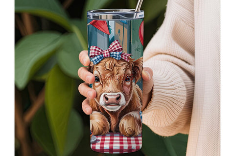 Patriotic Highland Calf 20oz Tumbler Sublimation DesignSVG 