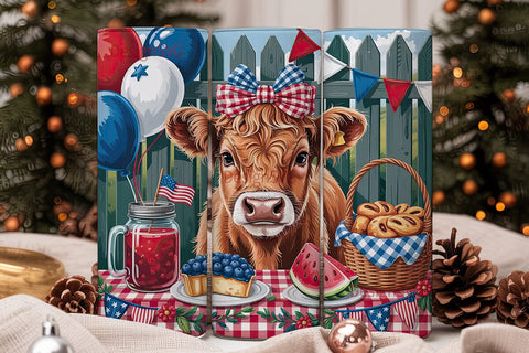 Patriotic Highland Calf 20oz Tumbler Sublimation DesignSVG 
