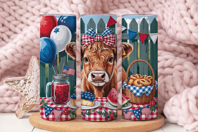 Patriotic Highland Calf 20oz Tumbler Sublimation DesignSVG 