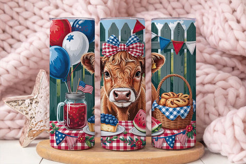 Patriotic Highland Calf 20oz Tumbler Sublimation DesignSVG 