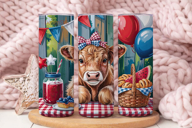 Patriotic Highland Calf 20oz Tumbler Sublimation DesignSVG 