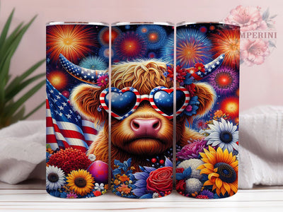 Patriotic Highland Cow 20oz Tumbler, Rustic Cow Wrap, American Flag Cow Sublimation, Highland Cattle PNG, 20oz Tumbler Wrap, Country Farm Lifestyle, Western Patriotic Design Sublimation Li Zamperini 