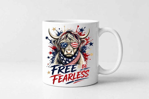 Patriotic Highland Cow PNG Fearless Quote Sublimation Digital Download SVG BillahCrafts 